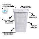 Ver imagem 3 de Cesto de Roupas Rattan Tampa Basculada com Alça 50 Litros