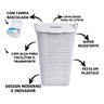 Cesto de Roupas Rattan Tampa Basculada com Alça 50 Litros - 3