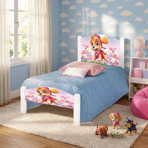 Cama Solteiro Infantil Adesivada Design Sky para Quarto Infantil - Branco Sky