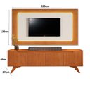 Ver imagem 2 de Painel e Rack para TV 65 Grecia 220cm MDP com LED Off White e Naturalle Mavaular Móveis