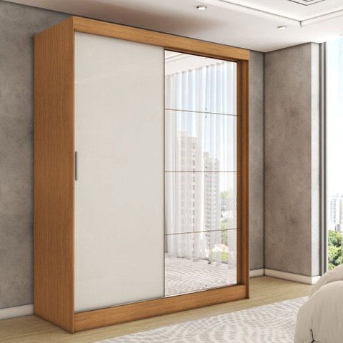 Guarda-roupa Solteiro Vulcan 2 Portas 4 Gavetas com Espelho 100% Mdf - Panorama Móveis