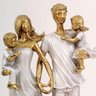 Enfeite Estátua Família Com 2 Filhos 26X14X7Cm Dourado Prata - 4