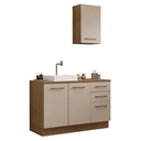 Ver imagem 2 de Conjunto Gabinete para Banheiro 120cm 3 Portas 3 Gavetas Rustic/Crema Agata Madesa 01