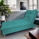 Ver imagem 1 de Sofa Cama Chaise Bicama Reclinavel Sala Lavinia Suede:Azul-Turquesa/Suede
