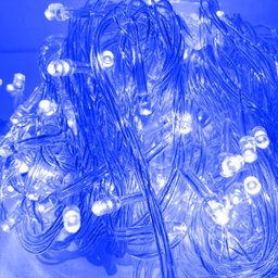 Cordão com 100 Lampadas de Led Formato Pequena Gota 10 Metros Fio Crystal Cor:azul - 2