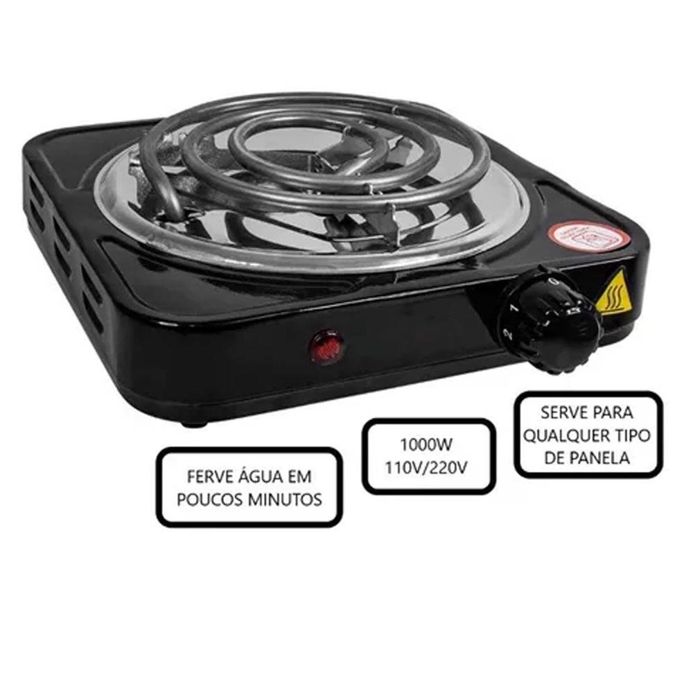 Fogareiro Fogão Elétrico Cooktop Portátil 5 Temperaturas 1 Boca 1.000w 220v - 5