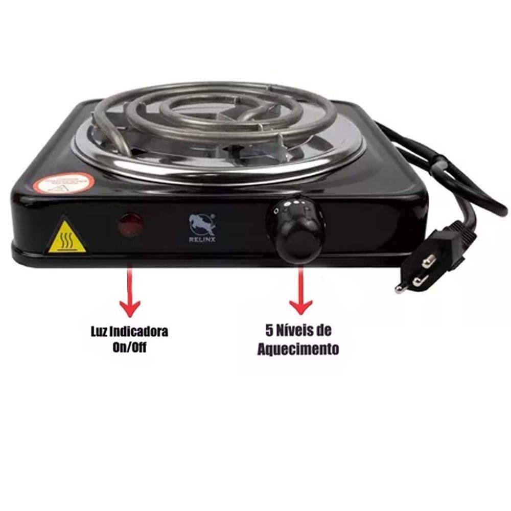 Fogareiro Fogão Elétrico Cooktop Portátil 5 Temperaturas 1 Boca 1.000w 220v - 2