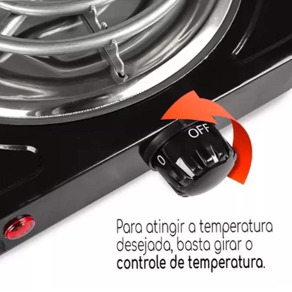 Fogareiro Fogão Elétrico Cooktop Portátil 5 Temperaturas 1 Boca 1.000w 220v - 4