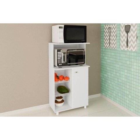 Balcão de Cozinha Fruteira Bf3207 C/ 1 Porta 2 Cestos e 1 Nicho 60cm Branco - Tecno Mobili