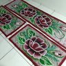 Jogo Tapete Cozinha 3 Peças Tear Pintado À Mão Flores Bordô 02 - 1