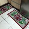 Jogo Tapete Cozinha 3 Peças Tear Pintado À Mão Flores Bordô 02 - 4