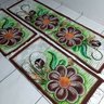 Tapete para Cozinha Kit 3 Peças Pintado À Mão Flor Marrom 02 - 1