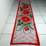 Tapete Passadeira Grande 3,00Mt Pintado À Mão Flor Vermelha - 1