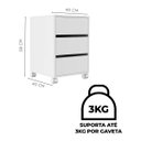 Ver imagem 3 de Gaveteiro com Rodinhas 3 gavetas para escritório Suporta 3kg por gaveta
