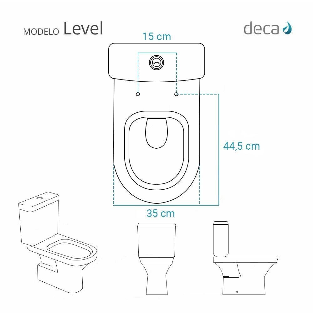 Tampa de Vaso Poliéster Com Fechamento Lento Level Branco para Louça Deca com Ferragem Preta - 4