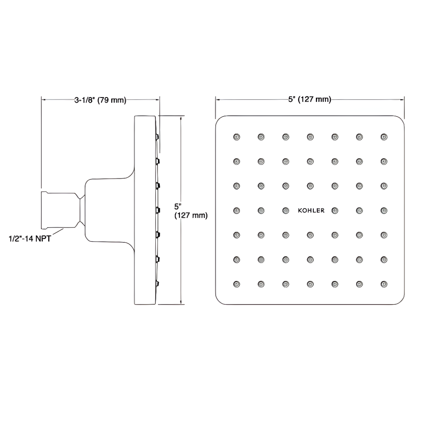 Chuveiro de Teto Kohler Parallel Quadrado 127mm Cromado com Tubo R24805br-cp - 5