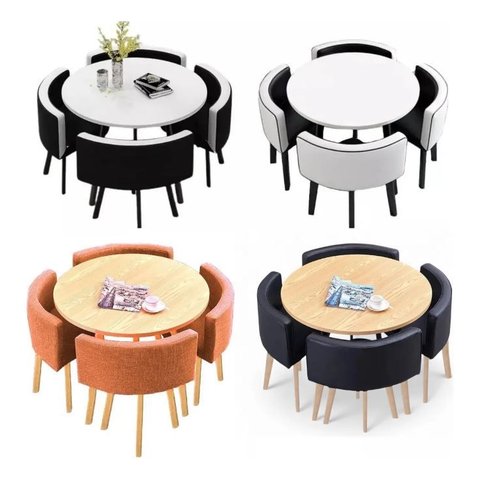 Conjunto Mesa Minimalista com 4 Cadeiras Compacta 1m