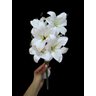 Haste de Lírio Branco Realista 6 flores Decoração 42cm - 1