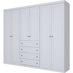 Guarda-Roupa Casal 6 Portas 4 Gavetas Americano Branco/HP - 2 Guarda-Roupa Casal 6 Portas 4 Gavetas Americano Branco/HP - 2