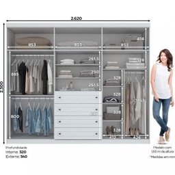 Guarda-Roupa Casal 6 Portas 4 Gavetas Americano  - 4