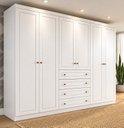 Ver imagem 1 de Guarda-Roupa Casal 6 Portas 4 Gavetas Americano Branco/HP