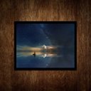 Ver imagem 1 de Quadro Decorativo Barco a Deriva- Céu Estrelado 24x18cm:madeira Preta