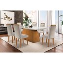 Ver imagem 1 de Conjunto: Mesa Sala Jantar Luna c/ Tampo Madeirado c/ Vidro Canto Reto 180cm + 6 Cadeiras Athenas