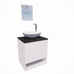 Gabinete de Banheiro 40cm com Cuba e Espelho Completo Lavabo Armário Suspenso