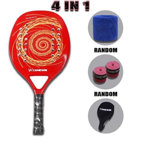Camewin Raquete de Tênis de Praia, Totalmente em Carbono, Profissional Adulto, Eva Macio, Bolsa, Equ