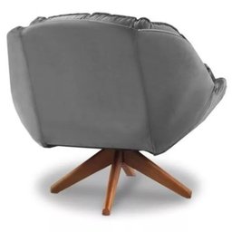 Poltrona Decorativa Estofada Base Giratória Califórnia Cor:cinza - 2