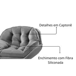 Poltrona Decorativa Estofada Base Giratória Califórnia Cor:cinza - 3