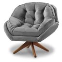 Ver imagem 1 de Poltrona Decorativa Estofada Base Giratória Califórnia Cor:cinza