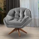Ver imagem 5 de Poltrona Decorativa Estofada Base Giratória Califórnia Cor:cinza