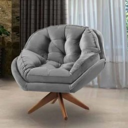 Poltrona Decorativa Estofada Base Giratória Califórnia Cor:cinza - 5