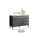 Ver imagem 4 de Balcão Gabinete para Pia Andreia com Tampo 120cm 2 Portas 3 Gavetas Cinza Fosco