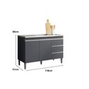 Ver imagem 3 de Balcão Gabinete para Pia Andreia com Tampo 120cm 2 Portas 3 Gavetas Cinza Fosco