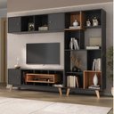 Ver imagem 1 de Estante Home para TV até 65 Polegadas com 3 Portas Vision Grafite Yescasa