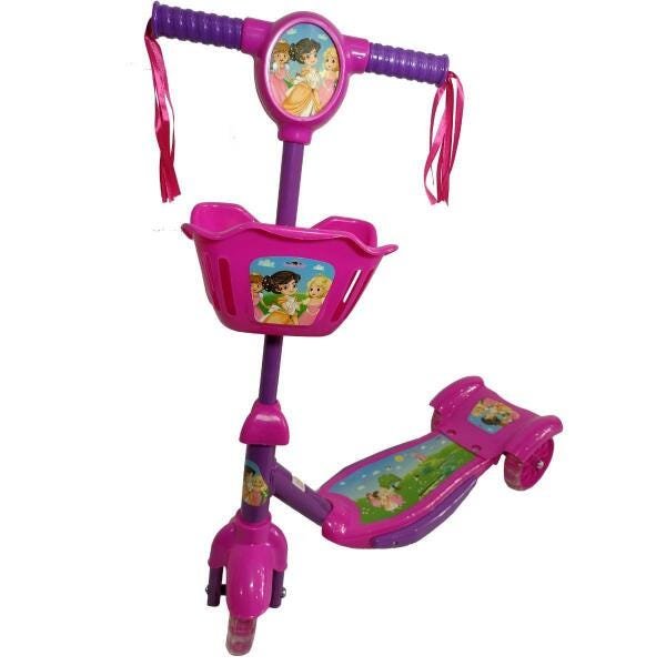 Patinete Infantil Menina Princesa 3 Rodas Musical Luzes