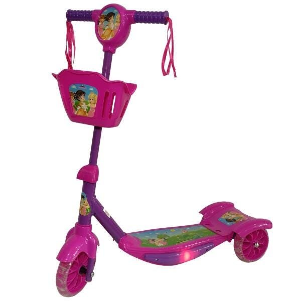 Patinete Infantil Menina Princesa 3 Rodas Musical Luzes - 2