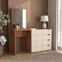Ver imagem 1 de Cômoda Penteadeira Porto 4 Gavetas com Espelho 149x160cm Creme/Freijó 240889