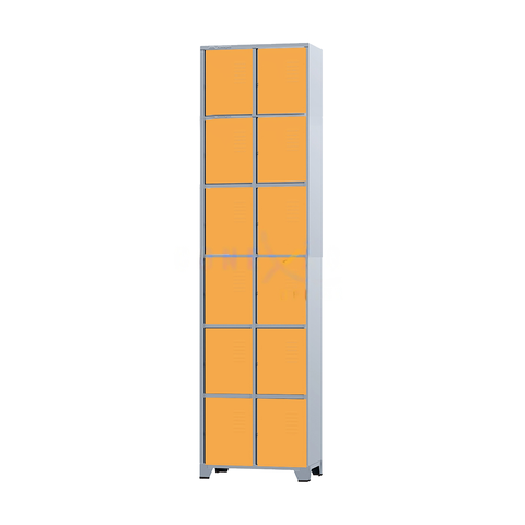 Armário Roupeiro De Aço 12 Portas Para Vestiário Academia Locker Laranja