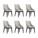 Ver imagem 2 de Kit 6 Cadeiras de Jantar Elisa Nobre Estofada Liso Linho Bege Base Madeira Maciça Preto