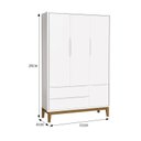 Ver imagem 3 de Jogo de Quarto Infantil Guarda Roupa 3 Portas e Berço Classic Branco Fosco com Pés Amadeirado - Rell