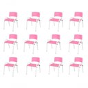 Ver imagem 1 de Kit 12 Cadeira Iso Infantil Creche, Base Branco Rosa
