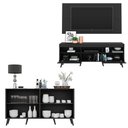 Ver imagem 5 de Conjunto Sala de Estar Rack + Painel TV 65" e Aparador Retrô Sofia Multimóveis Preto