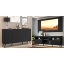 Ver imagem 2 de Conjunto Sala de Estar Rack + Painel TV 65" e Aparador Retrô Sofia Multimóveis Preto