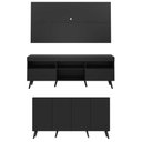 Ver imagem 6 de Conjunto Sala de Estar Rack + Painel TV 65" e Aparador Retrô Sofia Multimóveis Preto