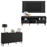 Conjunto Sala de Estar Rack + Painel TV 65" e Aparador Retrô Sofia Multimóveis Preto - 1
