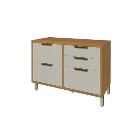 Balcão de Cozinha Imperatriz 1 Porta e 4 Gavetas C/ Tampo 120cm Freijo/off White - Nesher