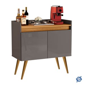 Aparador Buffet Gold Cantinho do Café com 2 Portas - Cinza com Nature